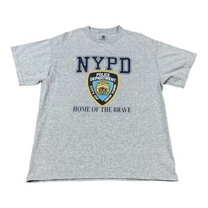 Vintage 90s Delta New York Police Gray Cotton Blend Shirt Adult Large